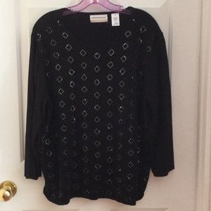 Dressy long sleeve embellished sweater